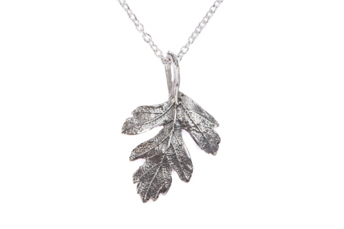 Silver Hawthorn Leaf Necklace