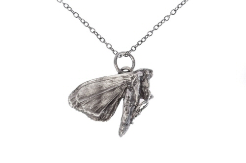 Moth in a Hurry Silver Necklace