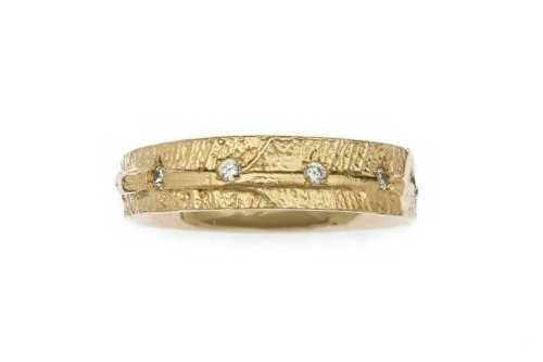 18ct Gold Leaf Texture and Diamond Eternity Ring
