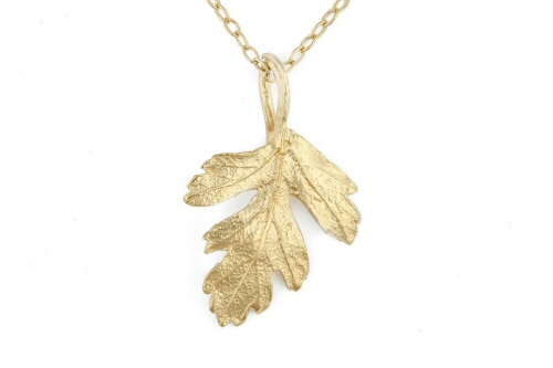 18ct Gold  Hawthorn Leaf Necklace