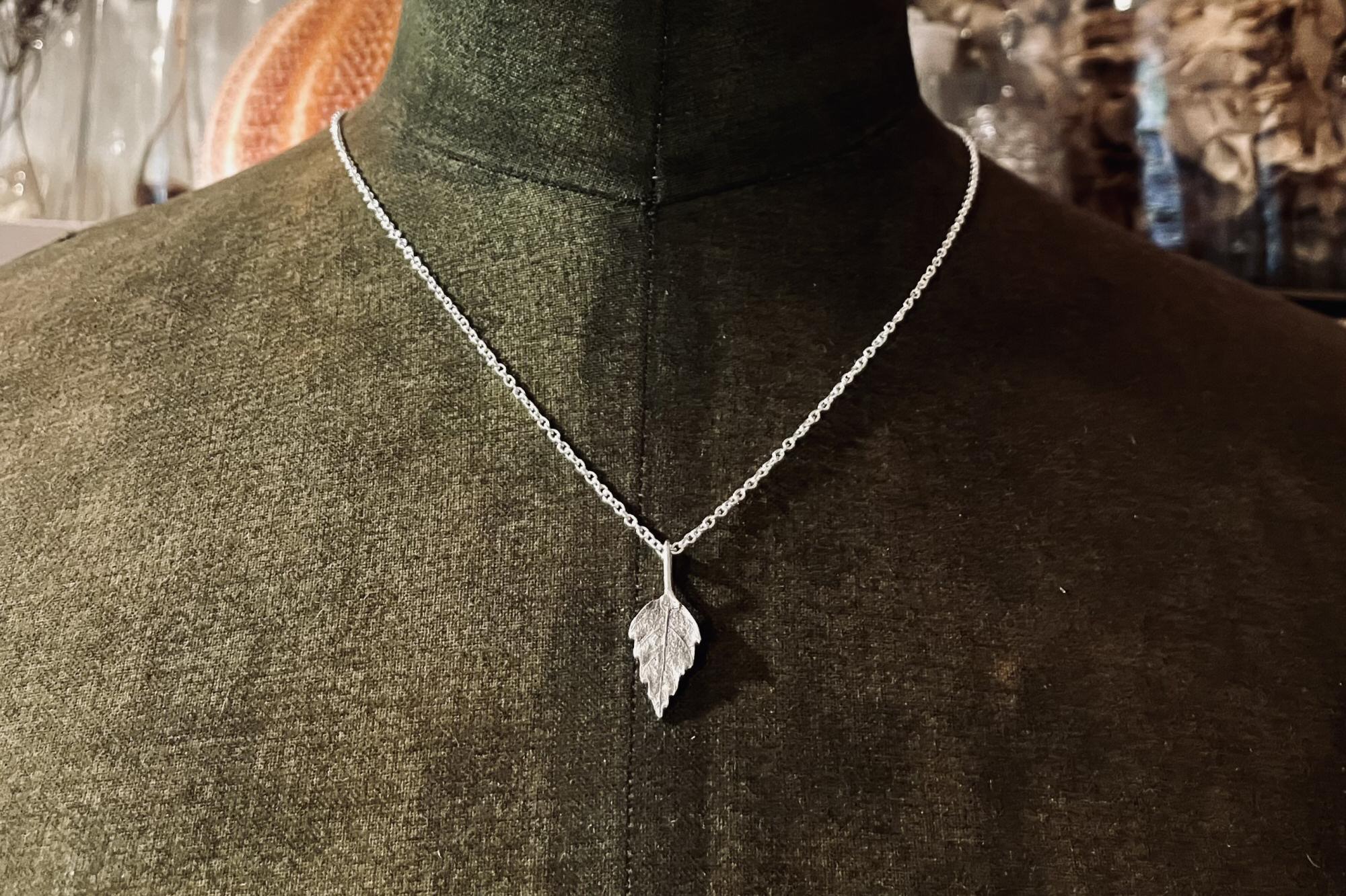 Tiny Silver Birch Leaf Pendant